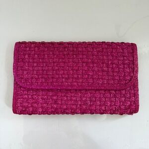 Vintage Woven Pink Straw Clutch